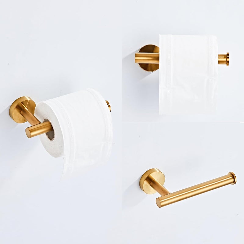 KUUBTH Brushed Gold Bathroom Hardware Set 5 Piece with Towel Racks for Bathroom, SUS304 Stainless Steel Bath Towel Bar Set, 24 Inch Wall Mounted Accessories Kit… - Image 4